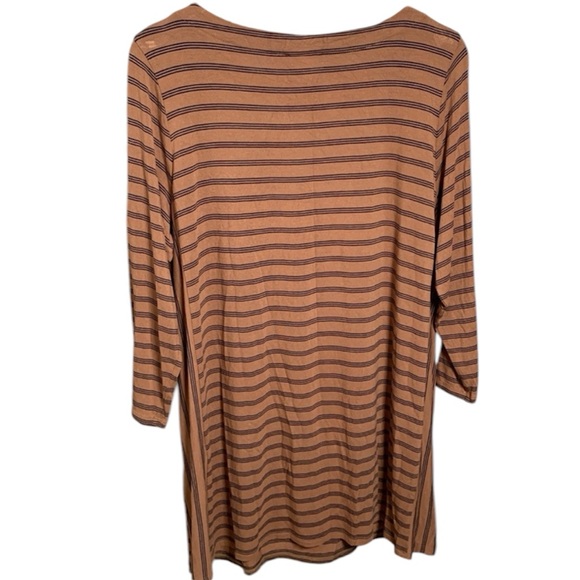 J. Jill Brown Striped 3/4 Sleeve Top Size Large - Picture 2 of 8